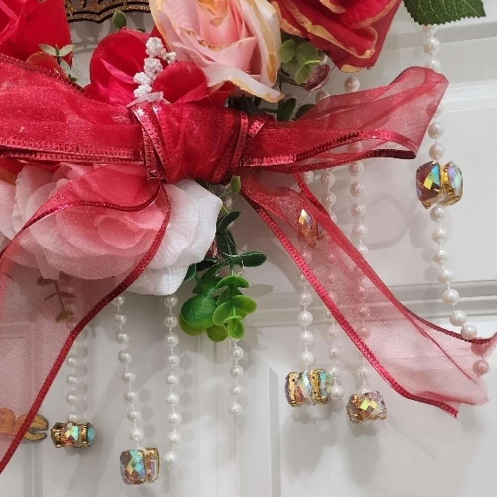 Valentine's Day Red and Pink Rose Wreath